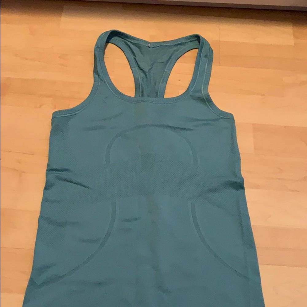Teal Lululemon swiftly tech tank top